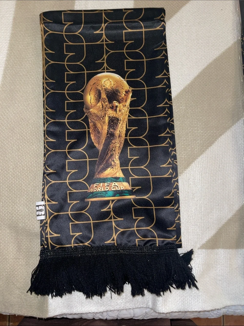 Gold Logo Pattern Black Scarf